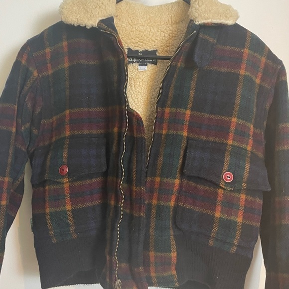 Vintage 90s Polo Ralph Lauren Wool Plaid sherling Lining Jacket made in USA - Picture 2 of 10